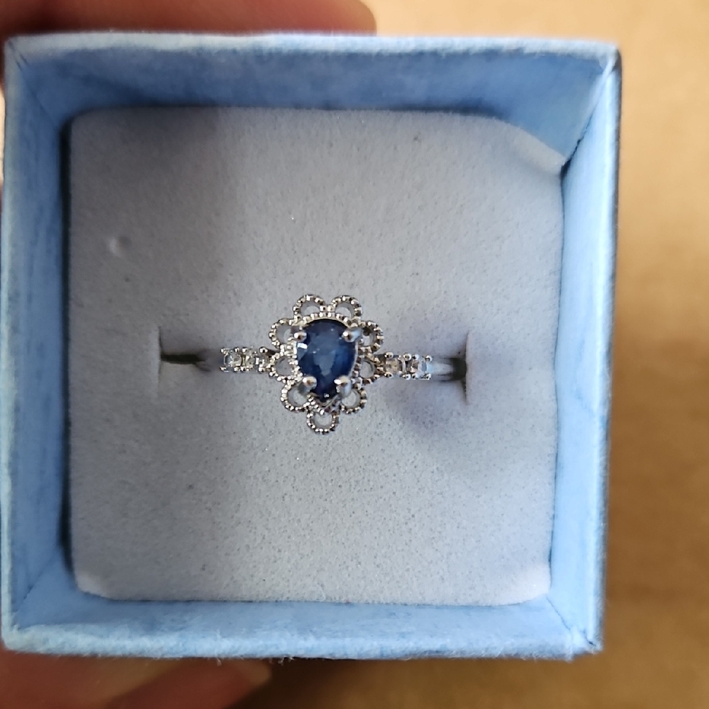 Silver Sapphire Gemstone Ring